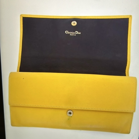 💝 Auth Christian Dior Wallet Yellow Leather 💝 - Picture 5 of 8